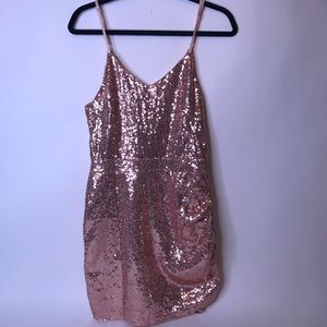 Pink Sequin Mini Dress